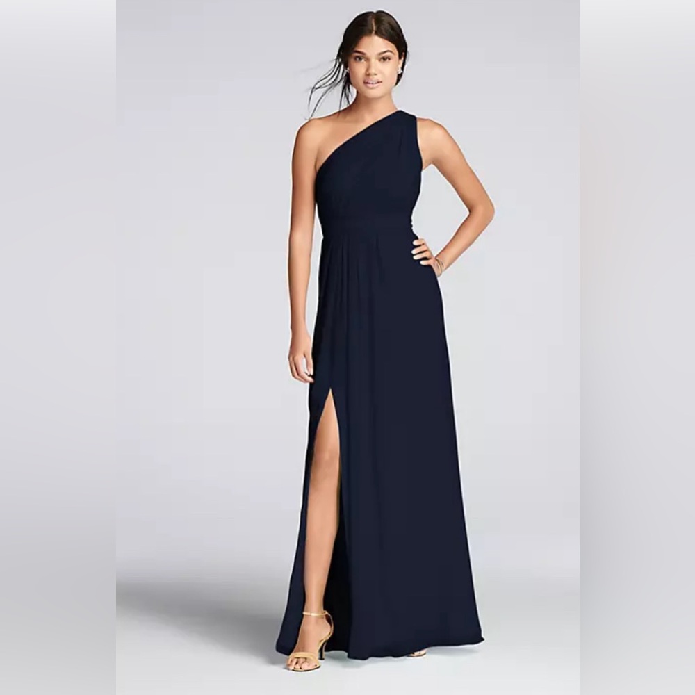 One Shoulder Crinkle Chiffon Dress SZ 8